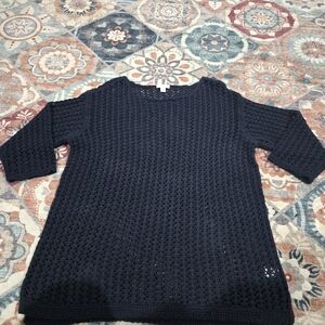 J. Jill Crochet Knit Crew Neck Sweater